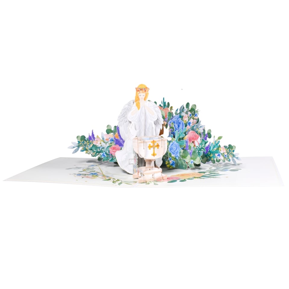 image 1 of Angel’s Blessing 3D Pop-Up Baptism Christening Card