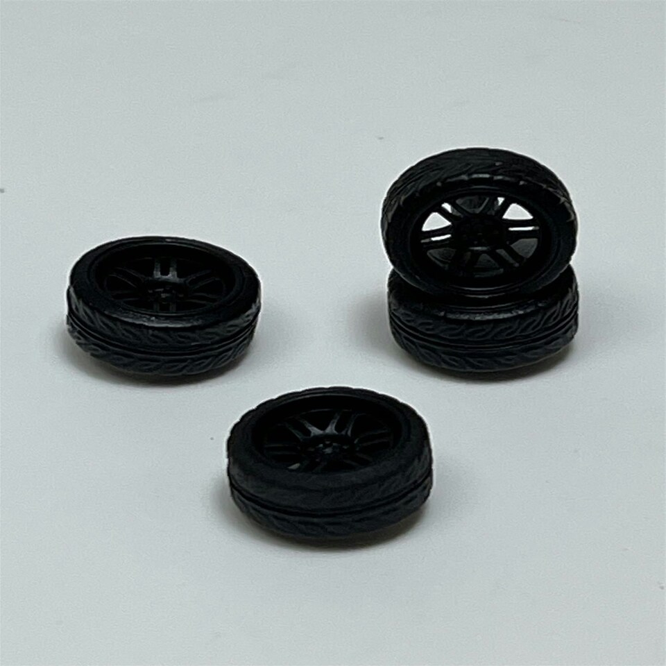 image 1 of BNDS Custom Wheel Parts Wheel and Tyre Set Flat Black 1:64 MOT Hobby BC26403SFB