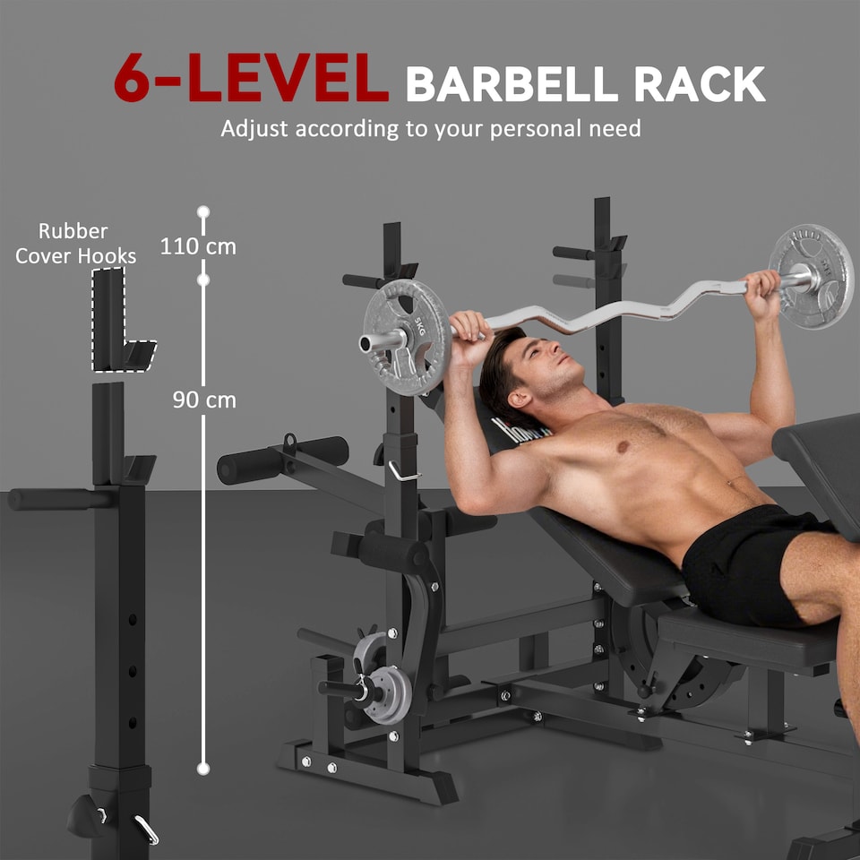 image 1 of HOMCOM Multi-Exercise Full-Body Weight Bench with Bench Press & Leg Extension