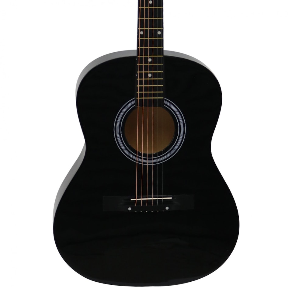 image 1 of Black 39 Inch Full Size 6 String Steel Strung Acoustic Guitar | Black