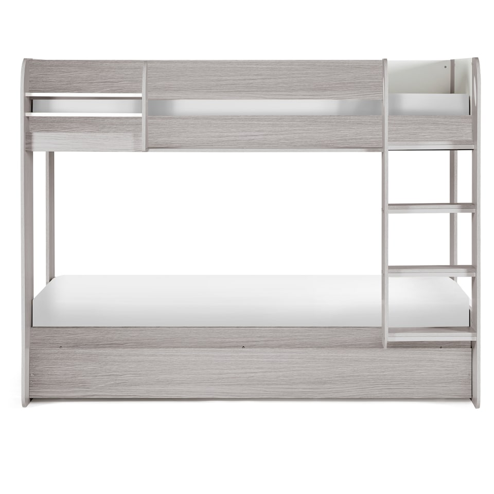 image 1 of Mars 90cm Single Grey Oak Effect Bunk Bed with Underbed Trundle