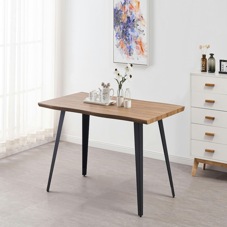 image 1 of Rocco LUX Dining Table Single, Light Walnut Brown | Oak