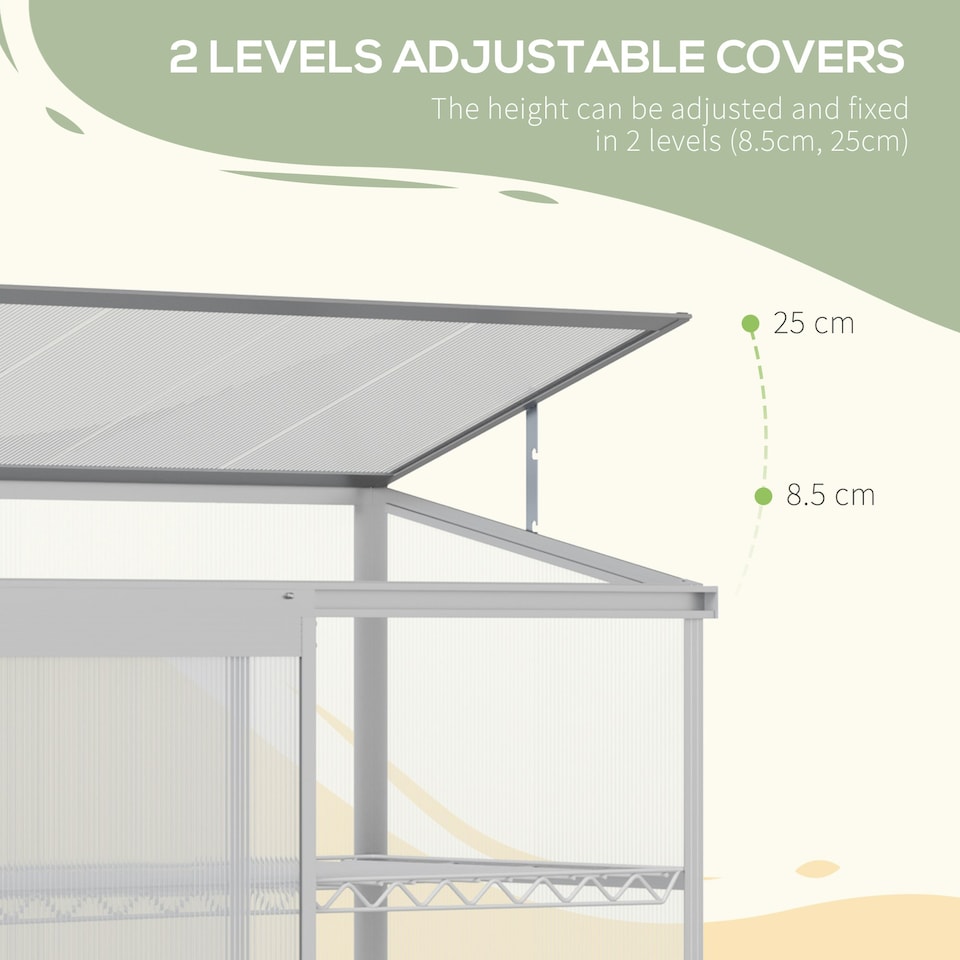 image 1 of Outsunny 4x2ft 3-Tier Greenhouse Outdoor Plant Grow Aluminium Frame w/ Roof Door
