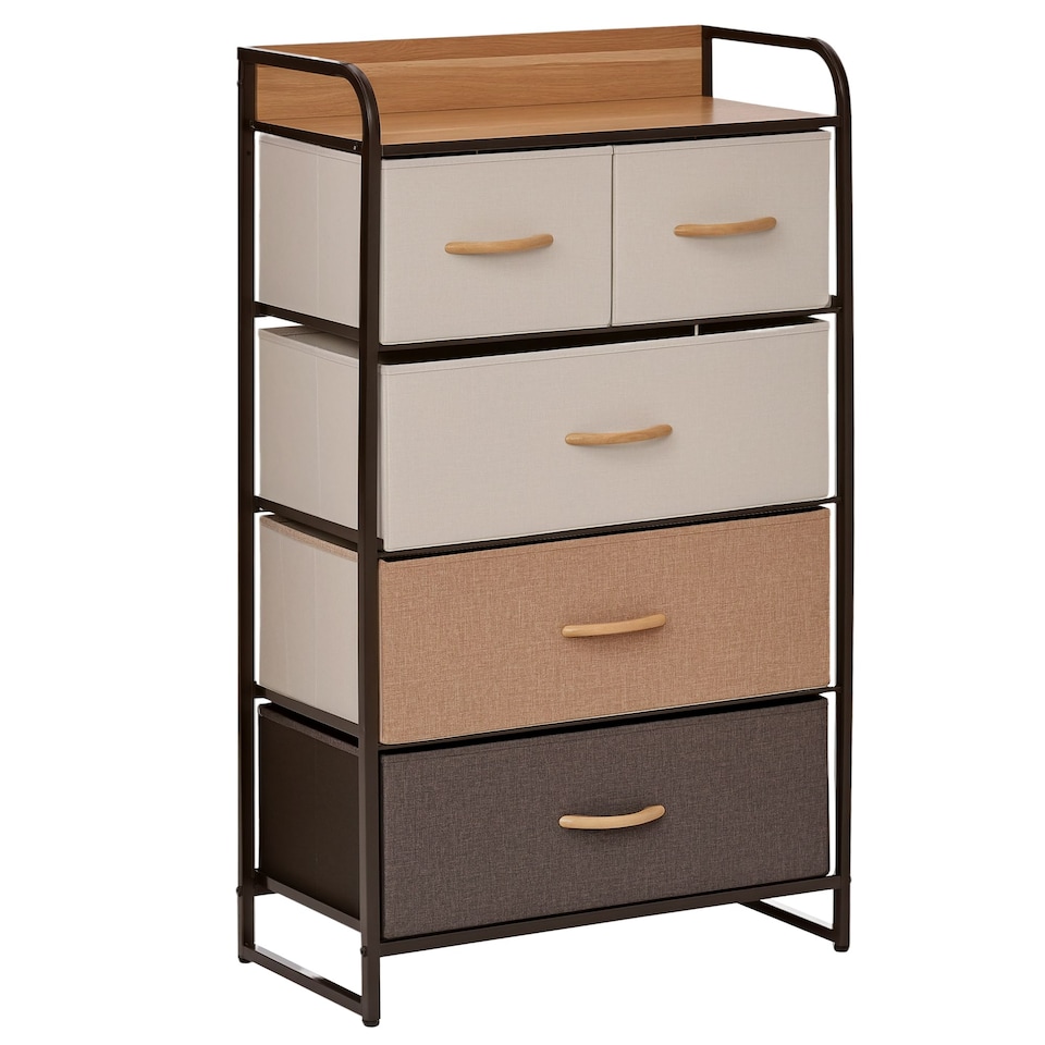 image 1 of HOMCOM Closet Dresser, Dresser Tower With 5 Linen Fabric Drawers Steel Frame