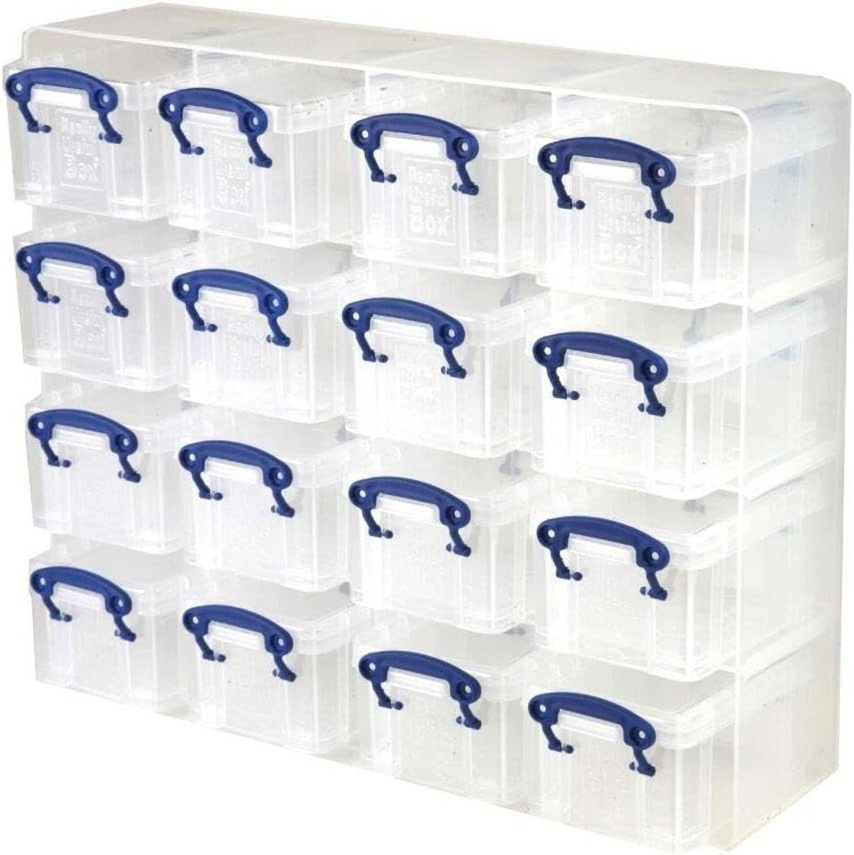 image 1 of Really Useful Box Plastic Storage Organiser 0.3 Litre Pack Of 16 - Color: Clear