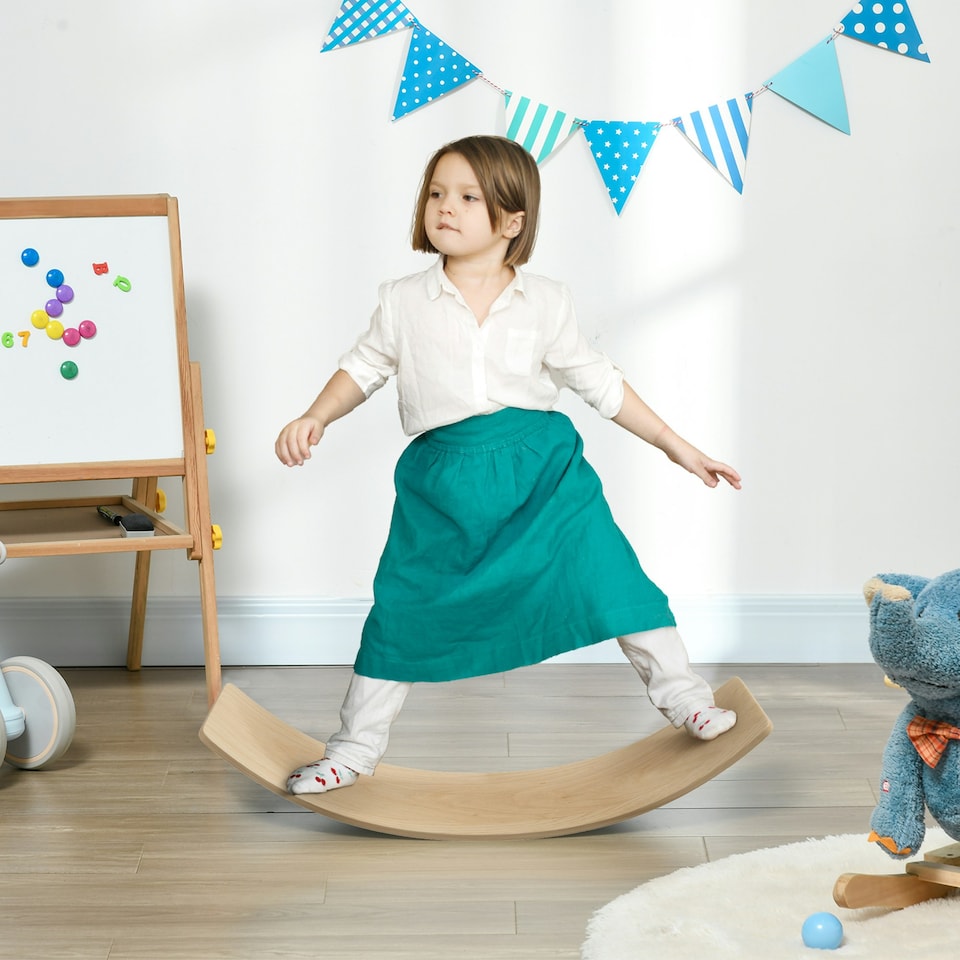 image 1 of AIYAPLAY Kids Wooden Balance Board for Children, for 3-8 Years Old