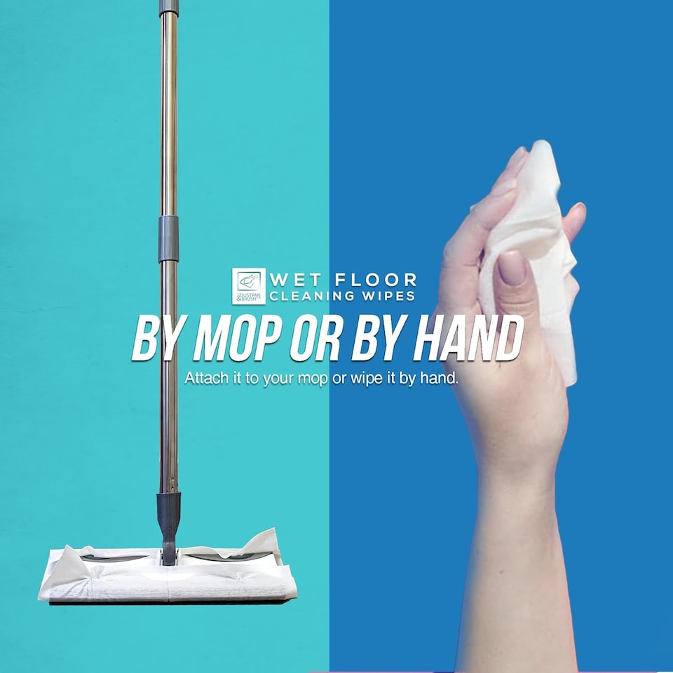 image 1 of Wet Floor Cleaning Wipes (Pack of 20) Wood & Tile Floor Streak-Free Wet Mop Cloths Compatible with Most Brands