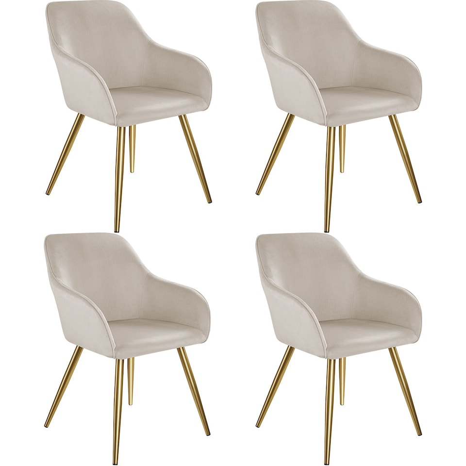 image 1 of Chair Marilyn with Velvet Cover, Gold Steel Legs and Plush Padding | Grey | taupe/gold | One Size | 4
