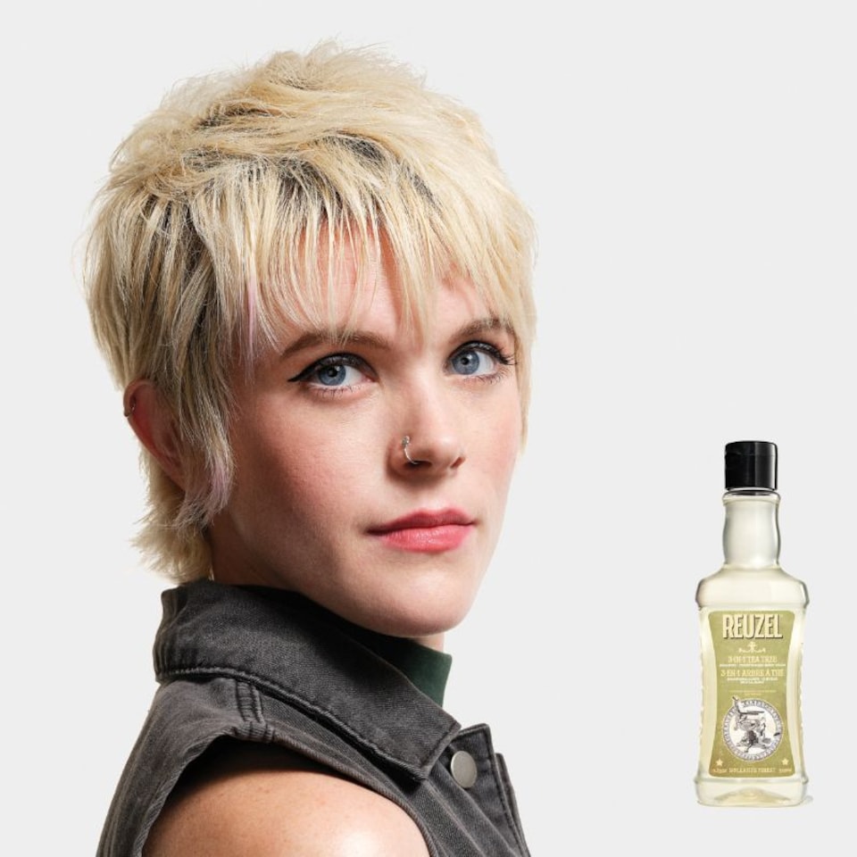 image 1 of Reuzel 3In1 Tea Tree Shampoo Cleanses Hair and Body Soothes and Moisturizes Your Skin and Is Ideal for Overall Scalp Care Rinses Clean and Can Be Used Daily Vegan Formula 350 ml