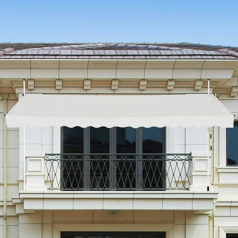image 1 of COSTWAY 4M Telescopic Canopy Retractable Sun Shelter Beige | White