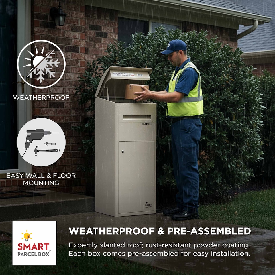 image 1 of Smart Parcel Box® Extra-Large Slanted Top Front Access Stone | Cream | 1