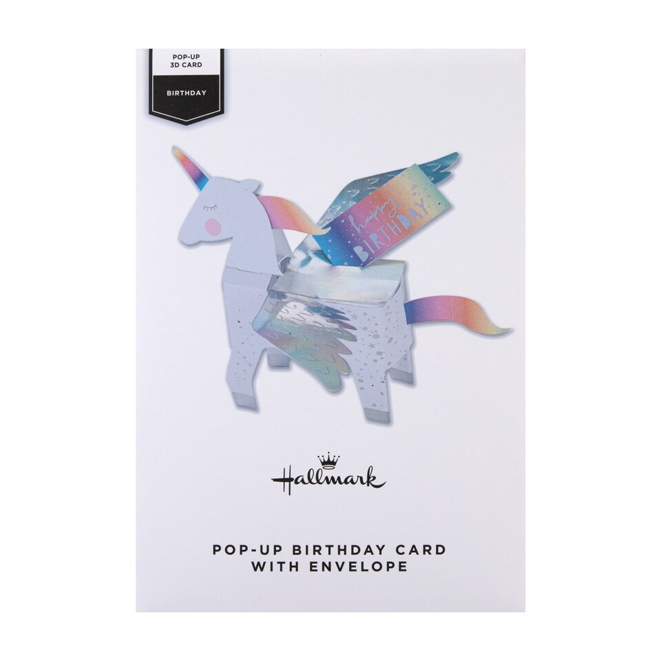 image 1 of Hallmark Birthday Card - 3D Pop-Up Unicorn Design