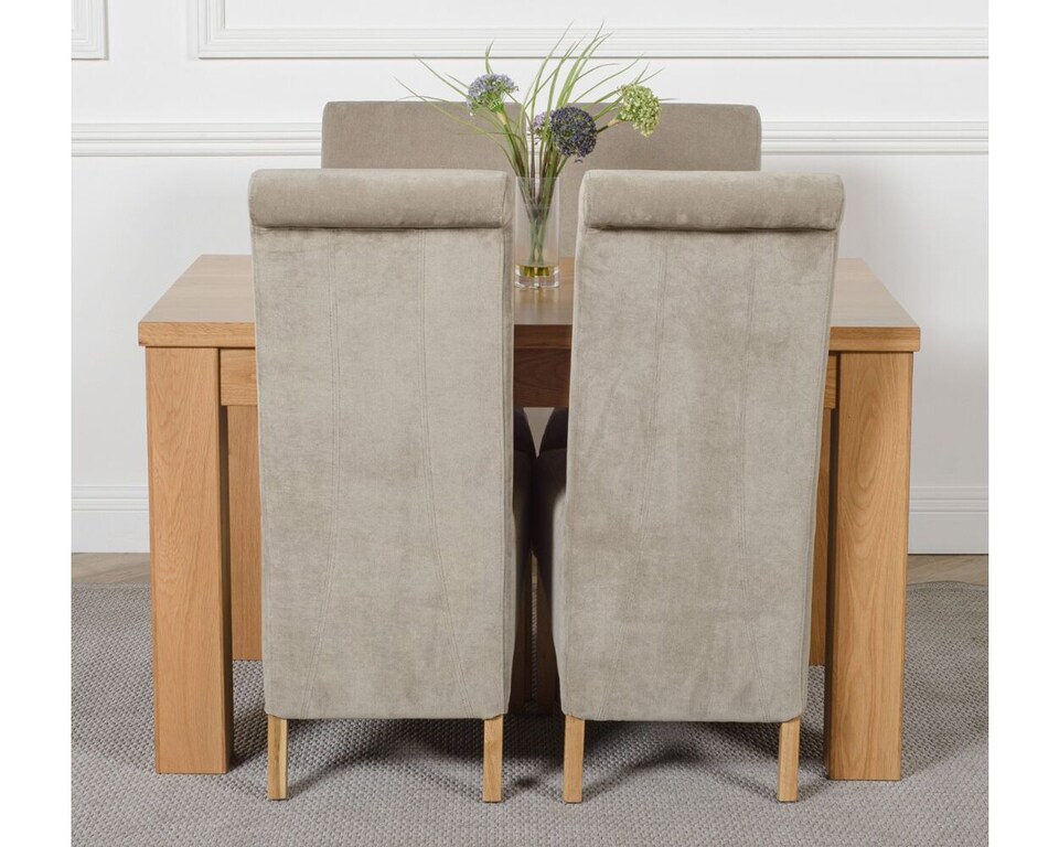 image 1 of Dakota 127 x 82cm Oak Small Dining Table and 4 Montana Fabric Chairs | Grey | Grey