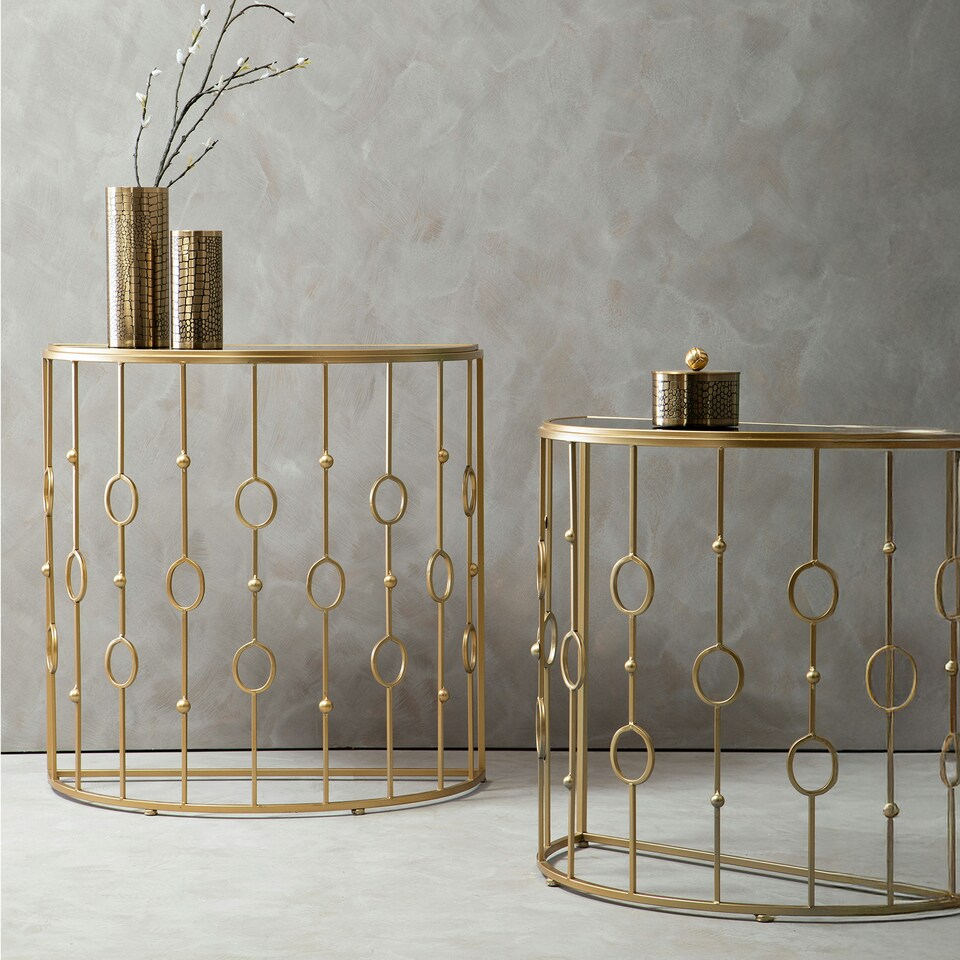 image 1 of Interiors by Premier Sleek And Sturdy Art Deco Console Tables, Durable Hallway Table, Easily Maintained Modern Console Table Gold