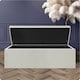 image 2 of 90cm Large Plain Safar Storage Ottoman Box, Cream Plush Velvet Upholstered Deep Storage Ottoman End of Bed Bench