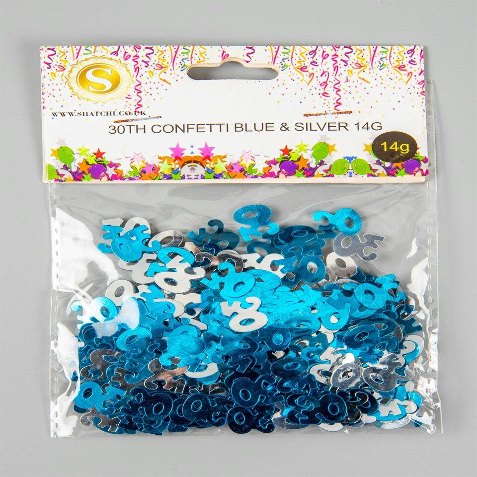 image 1 of 4x 14g 30th Blue Happy Birthday Confetti