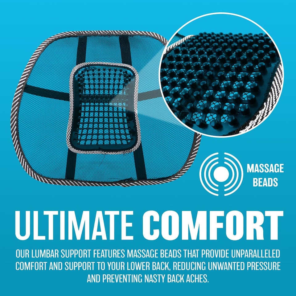 image 1 of Mesh Black Lumbar Cushion Office Spine Support Pain Relief Lower Back