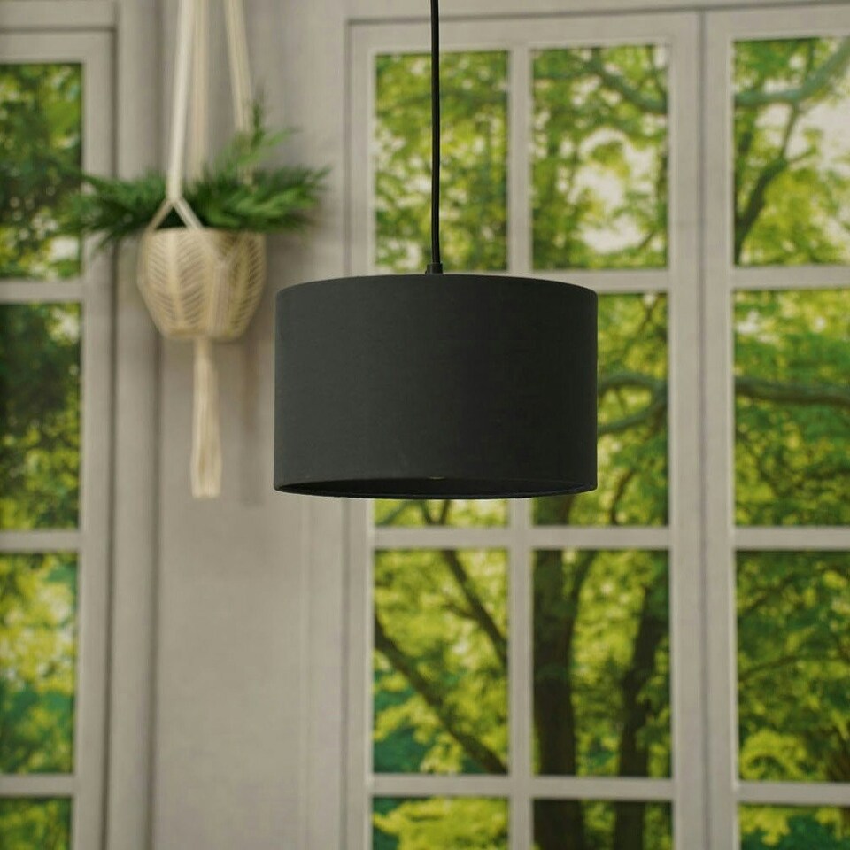 image 1 of ValueLights Reni Black Fabric Small Drum Shade