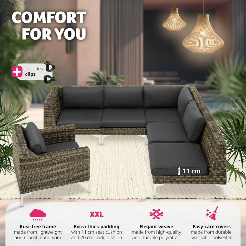 image 1 of Rattan Garden Furniture Villanova - armchair, thick seat cushion, 85 x 89 x 72 cm