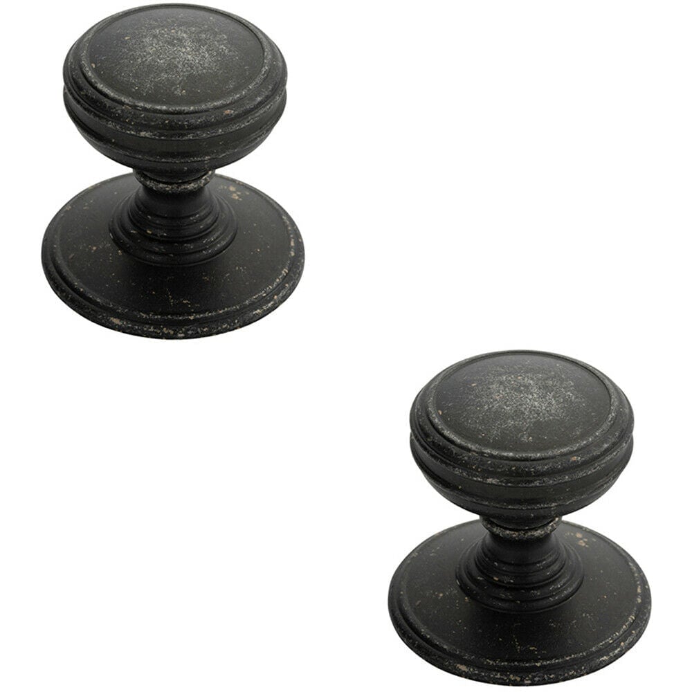 Loops 2x Ringed Tiered Cupboard Door Knob 38mm Diameter Pewter Cabinet Handle