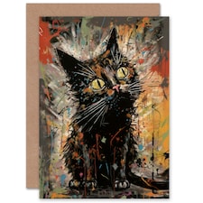 Curious Oil Cat Him Her Birthday Card