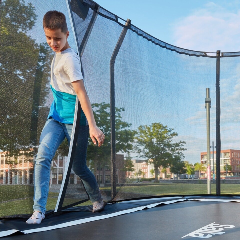 image 1 of 10ft x 7ft Salta Black Rectangular Premium Edition Trampoline with Enclosure