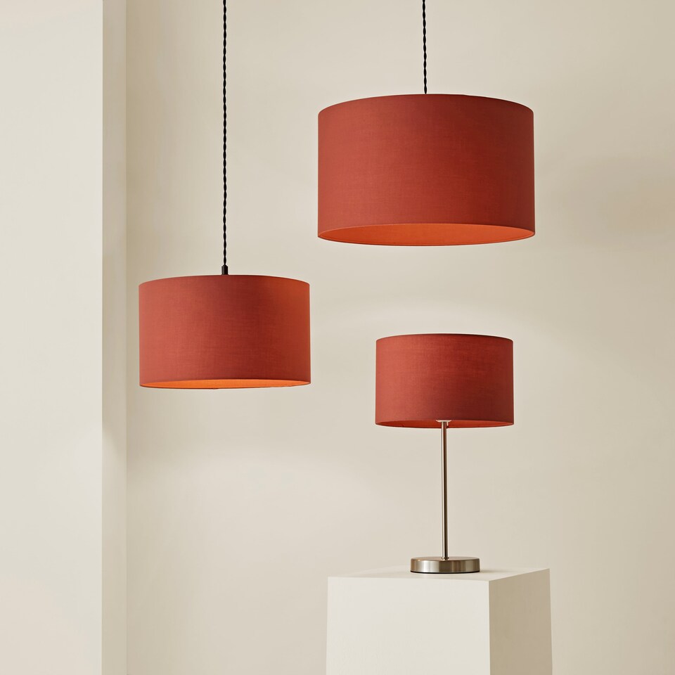 image 1 of ValueLights Reni Small Rust Lamp Shade & Bulb | Orange