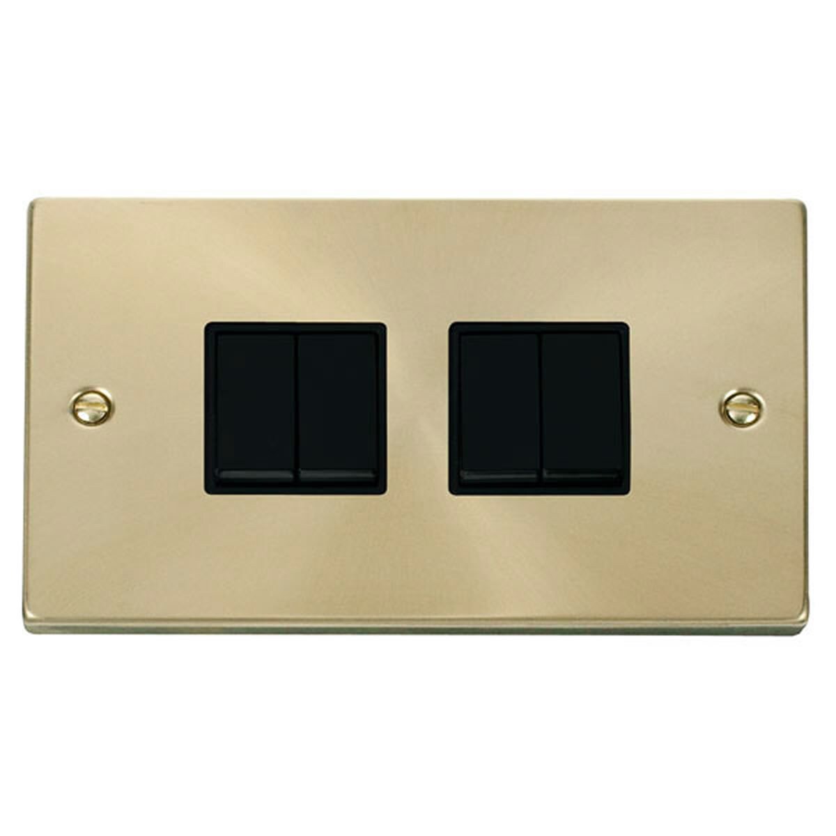 SE HOME Satin Brushed Brass 10A 4 Gang 2 Way Light Switch Gold Satin Brass