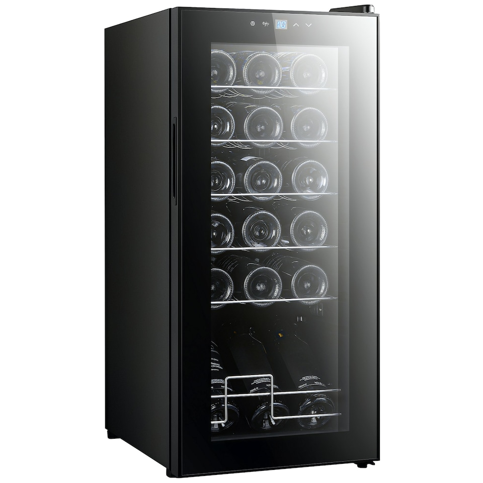 image 1 of HOMCOM 50L Undercounter Wine Cooler Fridge with LED Light Glass Door 18 Bottles