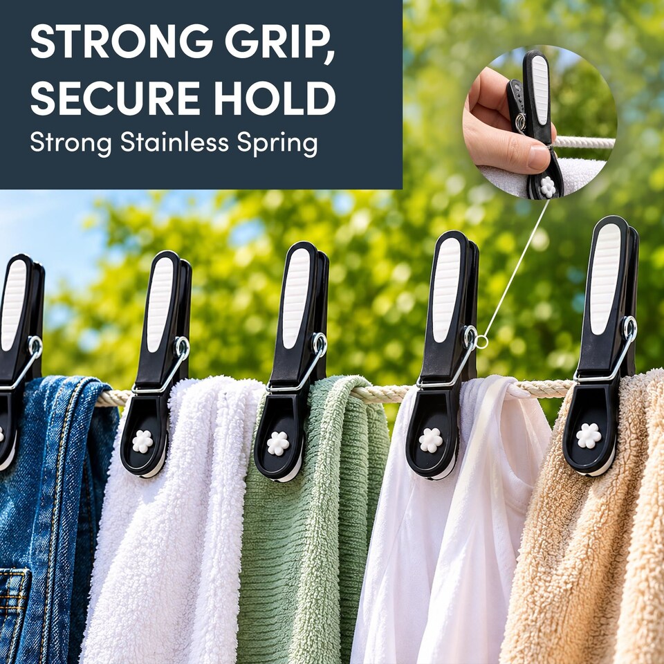 image 1 of Keplin UV Resistant Plastic Clothes Pegs with Metal Spring for Washing Line