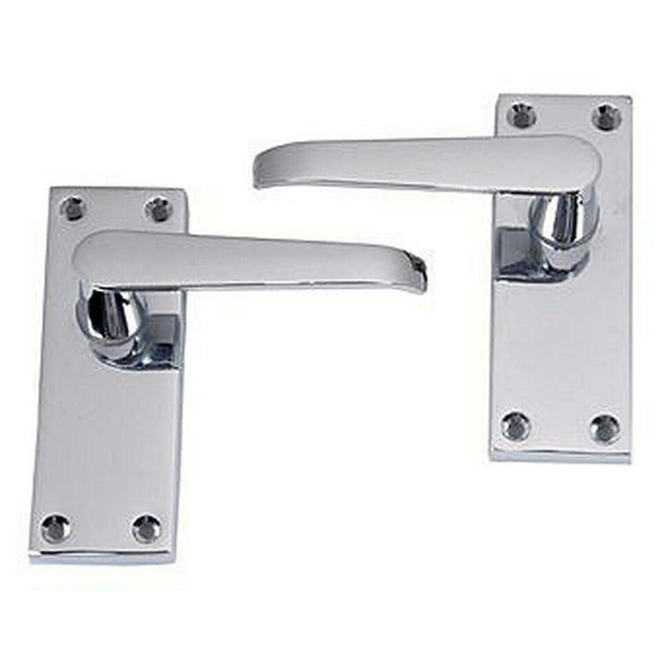 image 1 of Golden Grace 2 Pair Victorian Straight Lever Latch Handles in Polished Chrome Finish - 120mm x 40mm | Chrome | 2 Pairs