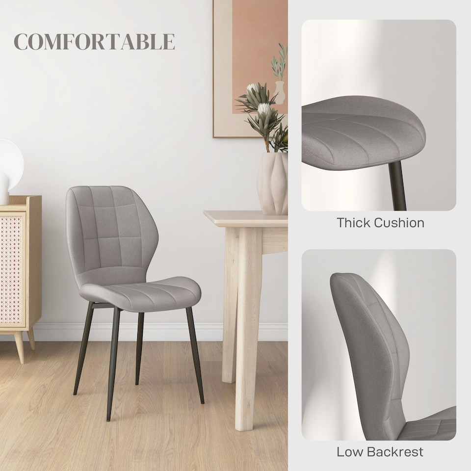 image 1 of HOMCOM Modern Style Kitchen Chairs Set of 4 with Flannel Upholstered