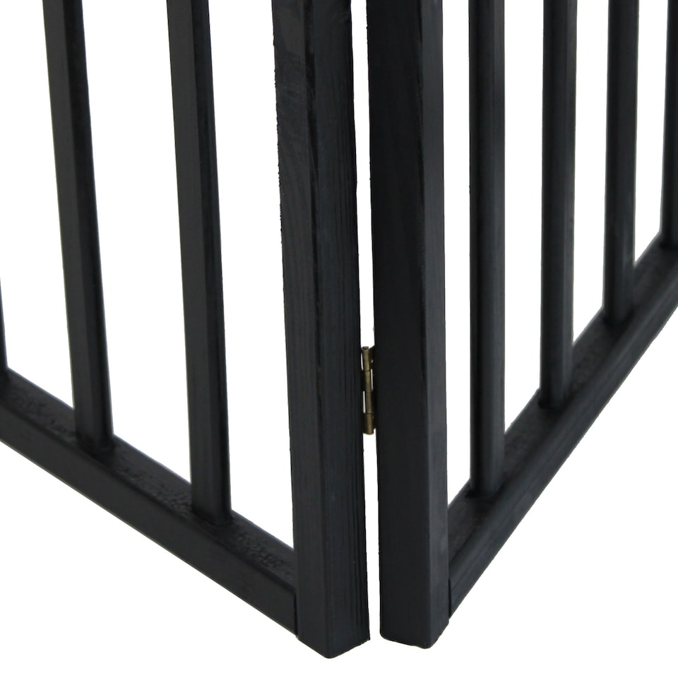 image 1 of Black Dog Safety Folding Wooden Pet Gate Portable Indoor Barrier