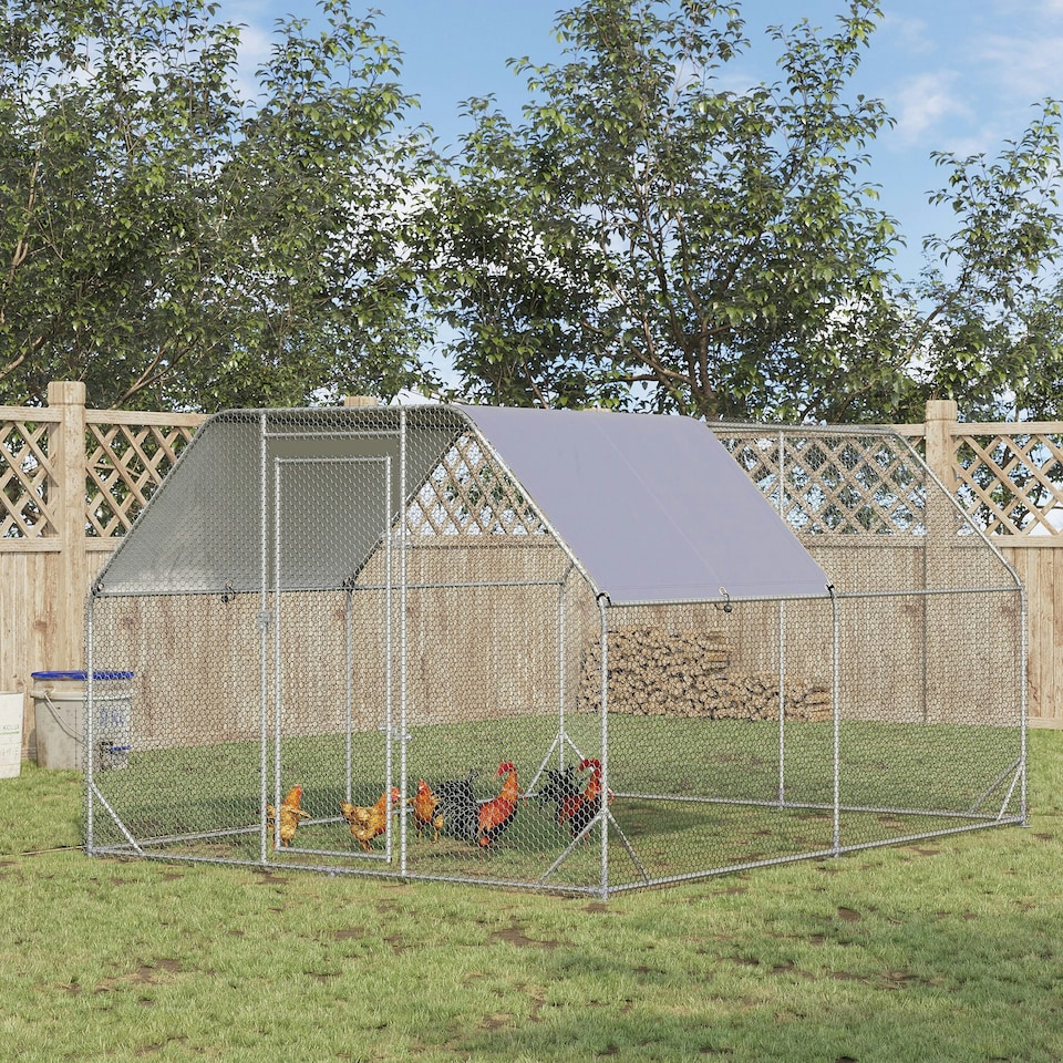 image 1 of PawHut Chicken Run W/ Roof, Walk In Chicken Coop for 10-12 Chickens, Hen House