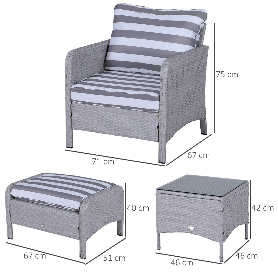 image 1 of Outsunny 5 Pieces Outdoor Patio Furniture Set Wicker Conversation Set Dark Grey