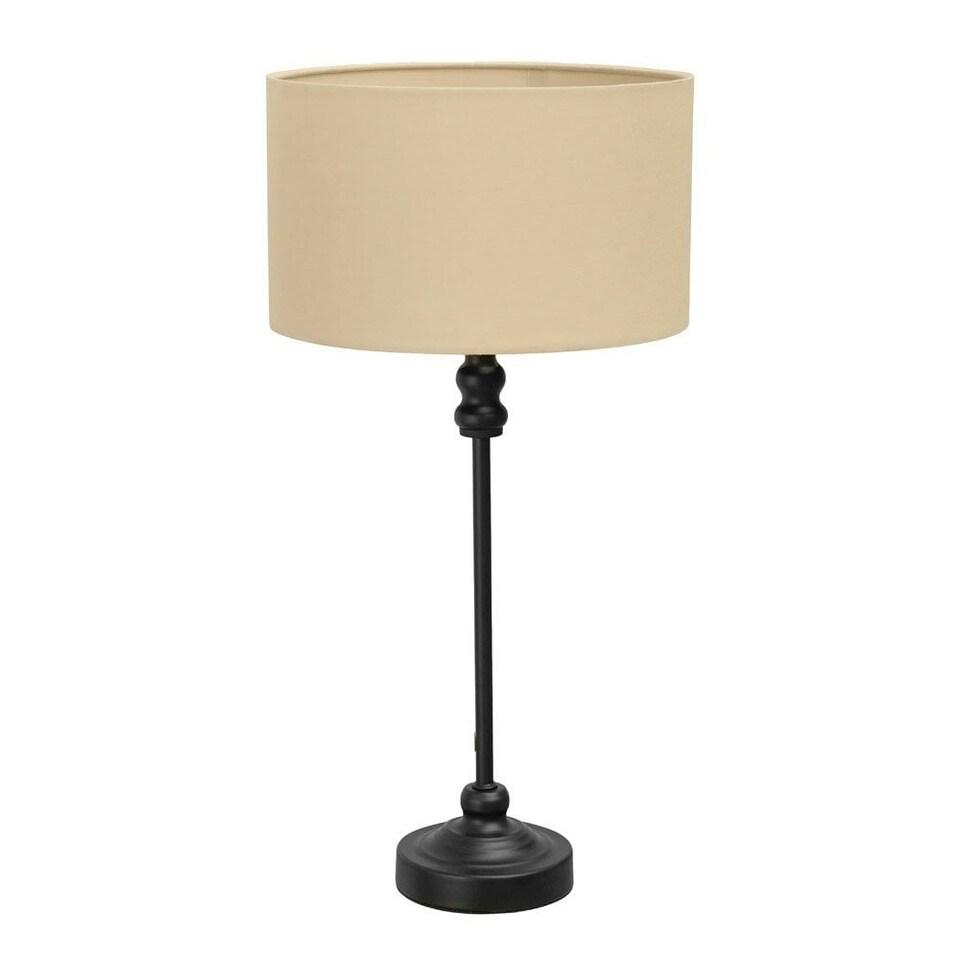 image 1 of ValueLights Maggie Black Candlestick Table Lamp Natural Shade | Black