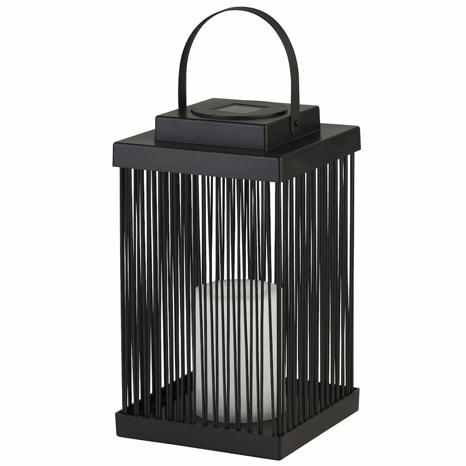 image 1 of MEDIUM SOLAR OUTDOOR RATTAN FRAME LANTERN