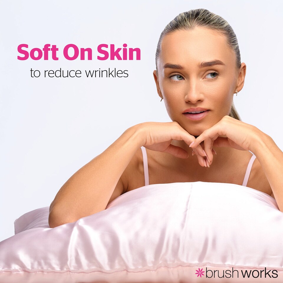 image 1 of Brushworks Luxe Satin Pillowcase - Pink Standard 50cm x 75cm | Pink | Pink | Standard