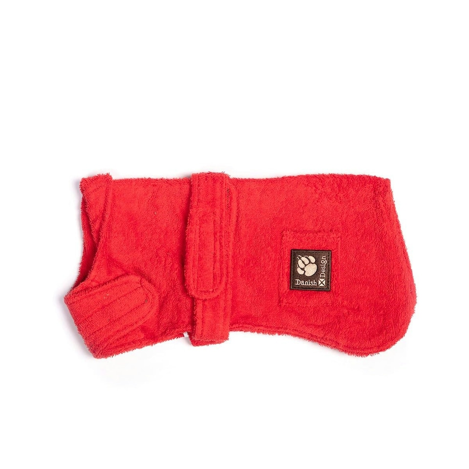 Danish Design Towelling Dog Robe 60cm Red x 1 N/A | One Size
