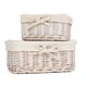 image 2 of Set of 2 White Wash Finish Cotton Lined Willow Tray | White | White | Not provided
