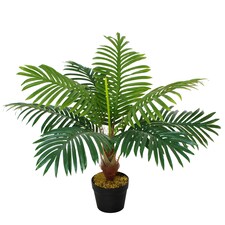 Outsunny 60cm Artificial Palm Tree Decorative Plant 8 Leaves with Nursery Pot, Fake Tropical Tree for Indoor Outdoor Decor, Green