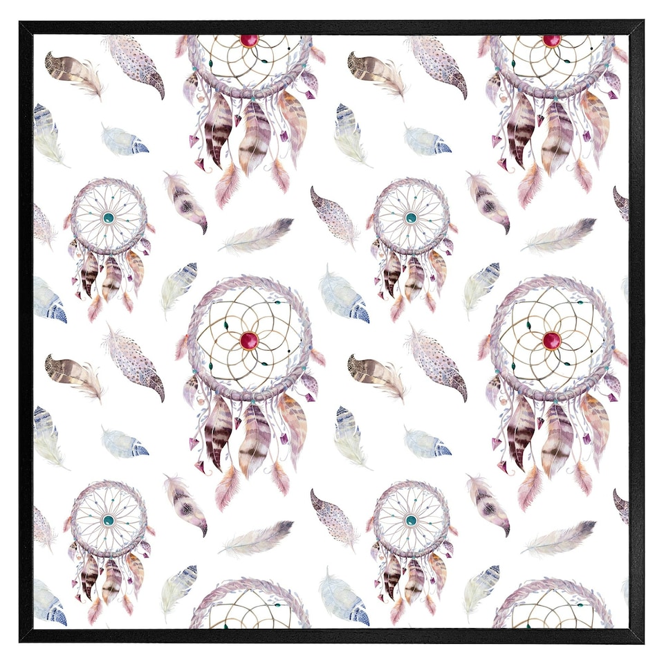 image 1 of Dreamcatcher and feather pattern (Picutre Frame) Black | XL