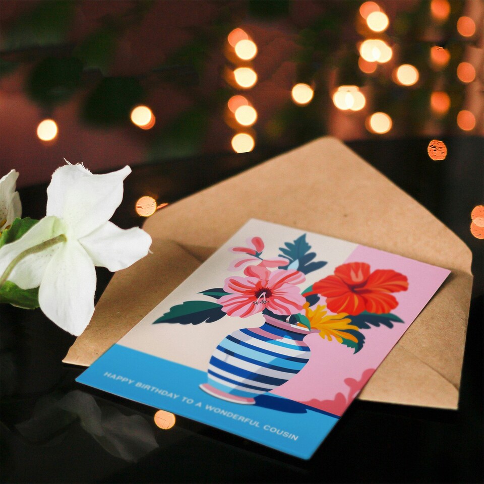 image 1 of Magnolia Lilies Modern Bold Colourful Her Cousin Birthday Card