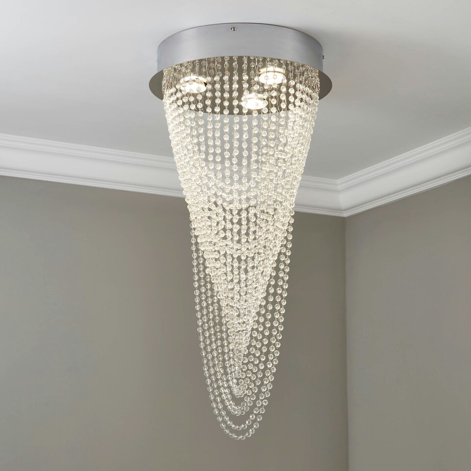 image 1 of BHS Valerie 3 Light Ceiling Light, Chrome