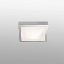 Tola 1 Light Small Square Bathroom Flush Ceiling Light Aluminium, White IP44, E27