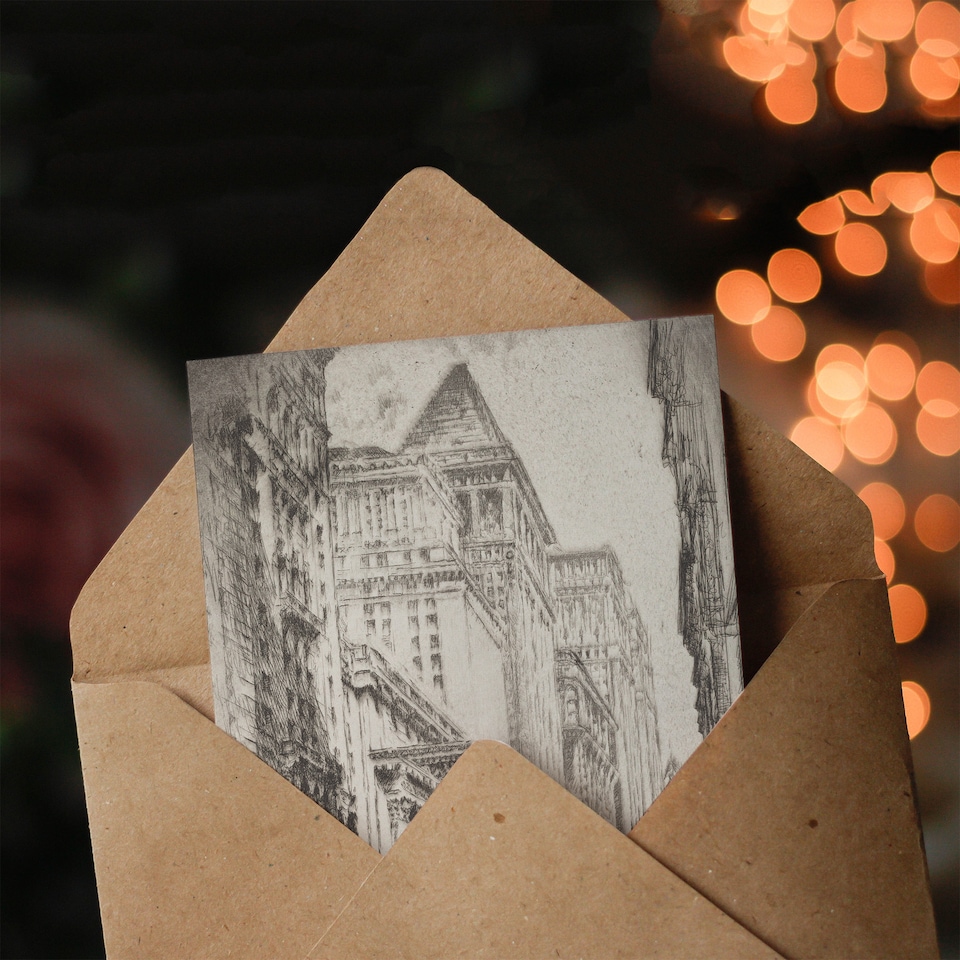 image 1 of Joseph Pennell New York Stock Exchange Cityscape Art Greeting Card