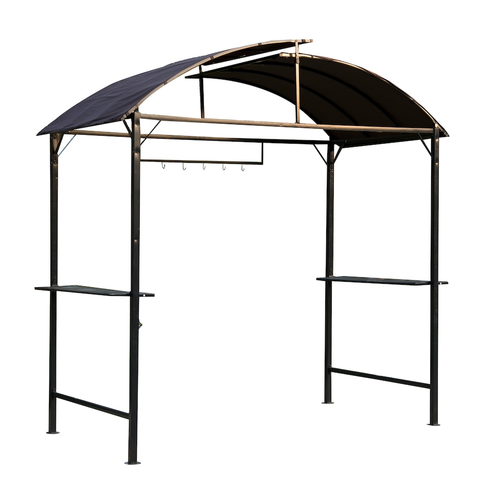 image 1 of Outsunny Metal Smoking Gazebo Marquee Garden Patio BBQ Tent Grill Canopy Awning Shelter  Coffee