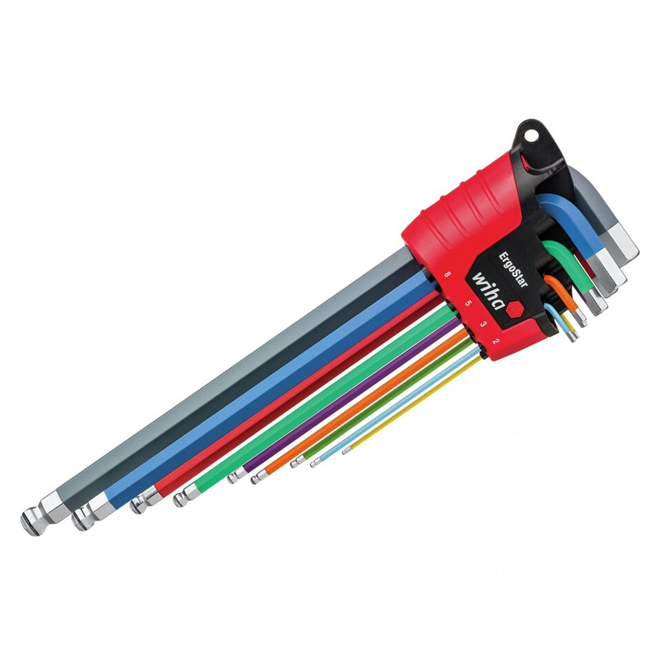 Wiha Ergostar Magicring Colour Hex Ball End L-key Set, 9 Piece - Multi Colour - One Size