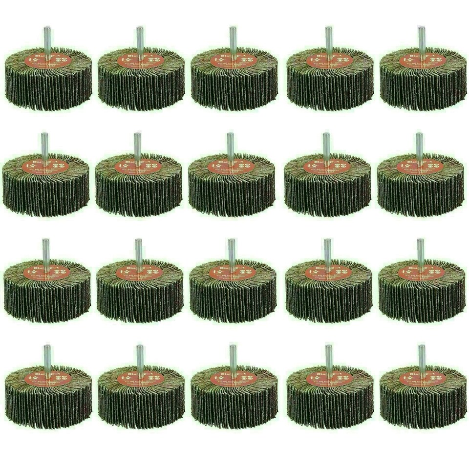 image 1 of 60 Grit 80mm Flap Wheel Disc Abrasive Sanding Pads For Drills 6mm Shank 20pc