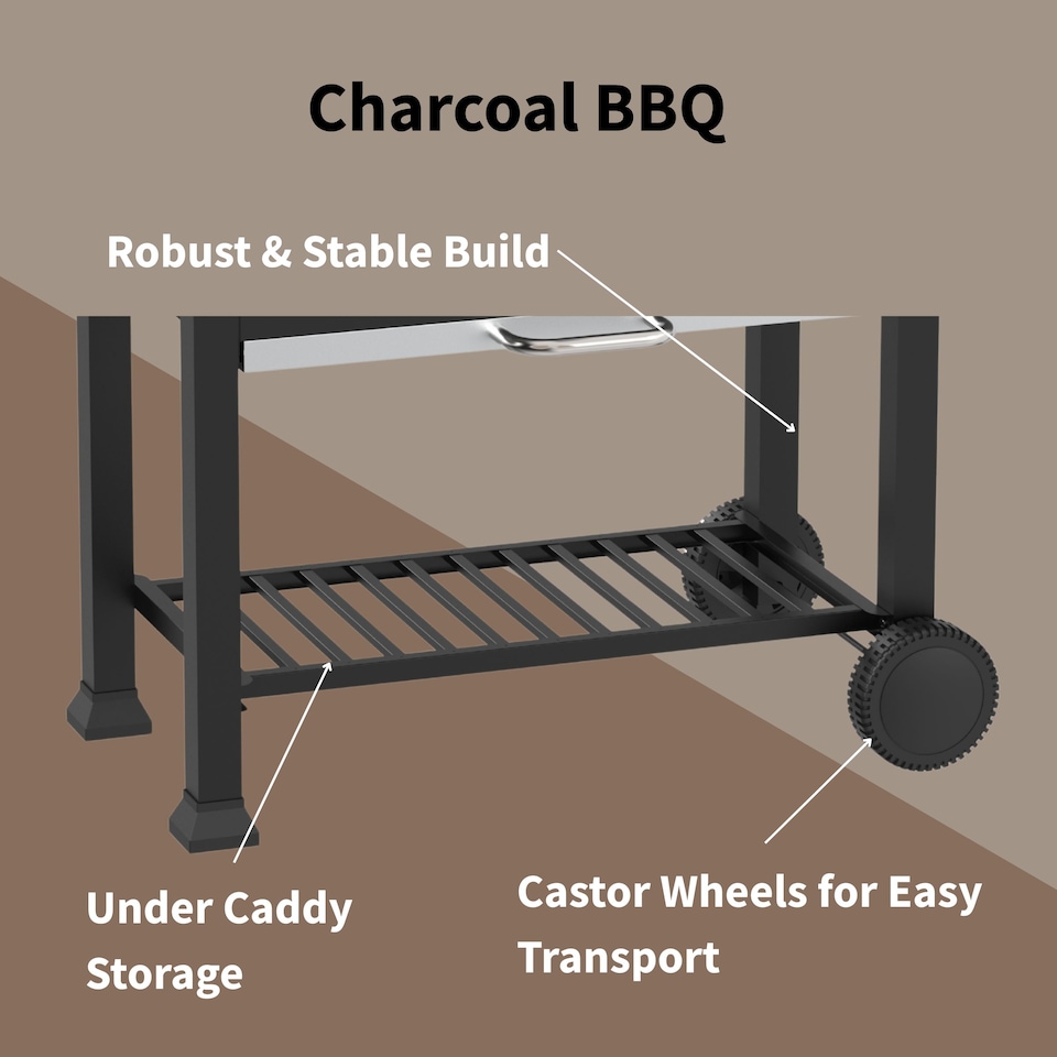 image 1 of Woodland Grill Heavy Duty Charcoal BBQ Grill with Foldable Side Shelves, Black - OC01CBQ5032 | Black | 1